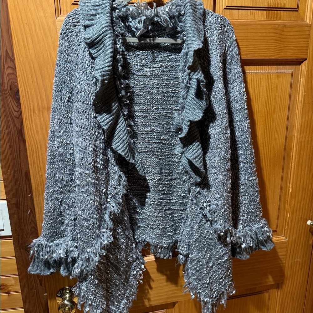 Gray Ruffled Women's Sweater